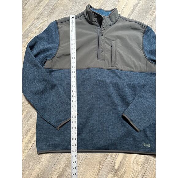 G.H. Bass & Co. Honeycomb Mixed Media 1/4 Snap Pullover Fleece Gray Blue Men XL - Picture 2 of 7